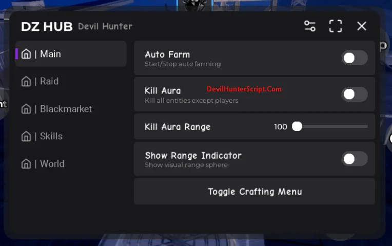 dz hub Devil Hunter script no key